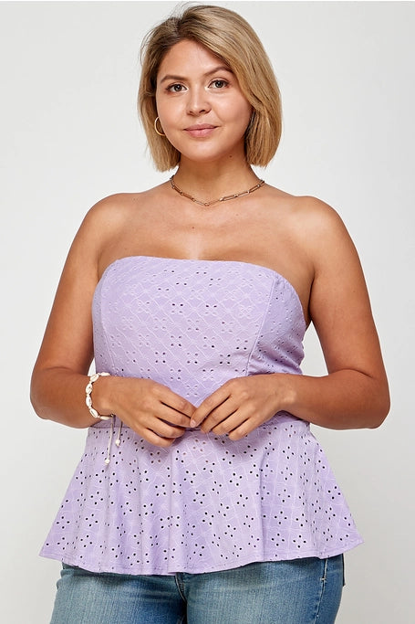 Bardot Eyelet Peplum Top