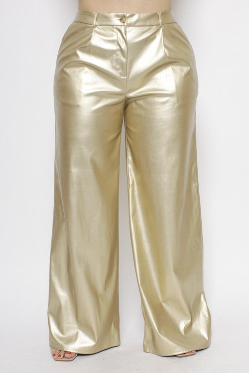 Amber Metallic Faux Leather Pants