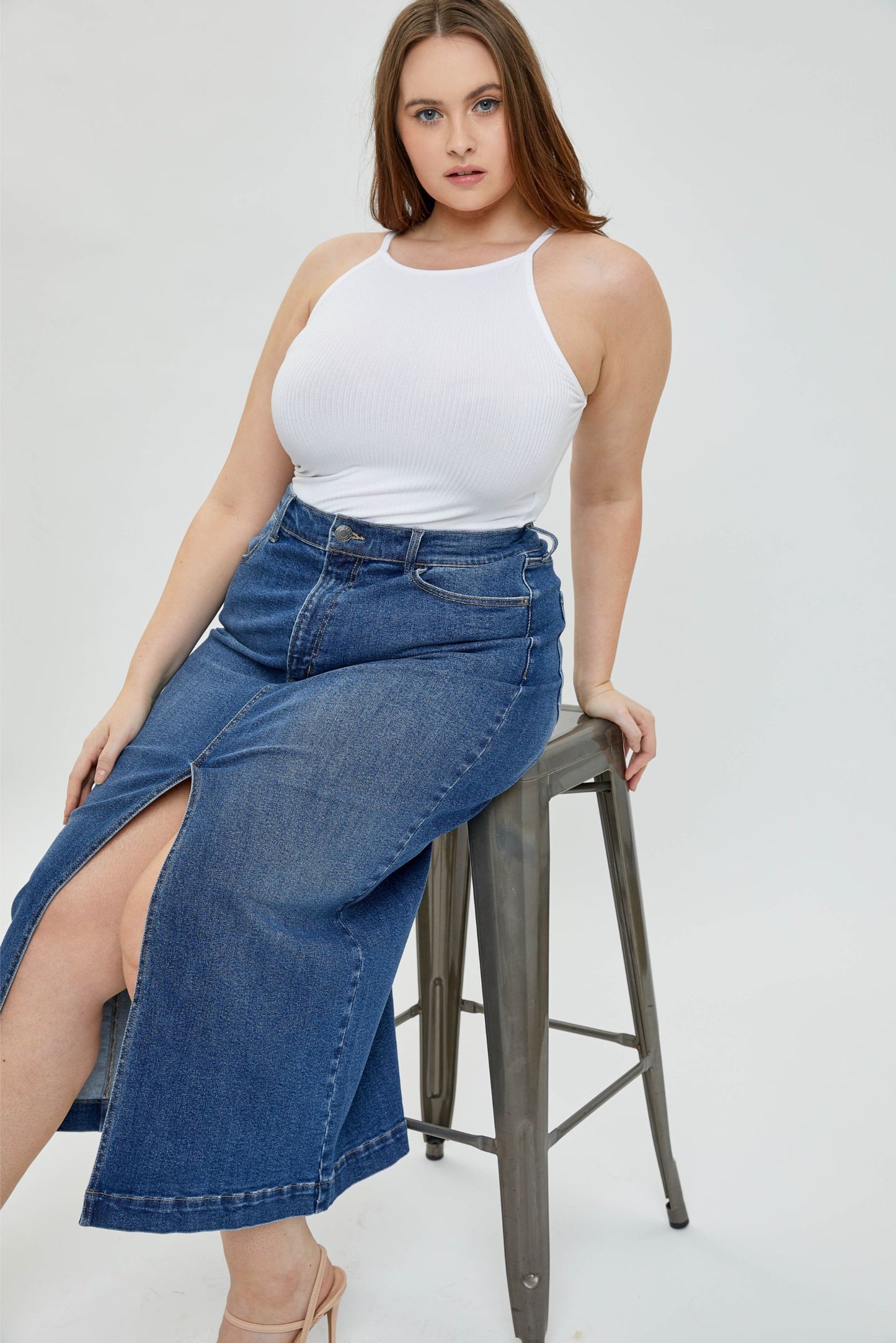 Aria Denim Midi Skirt