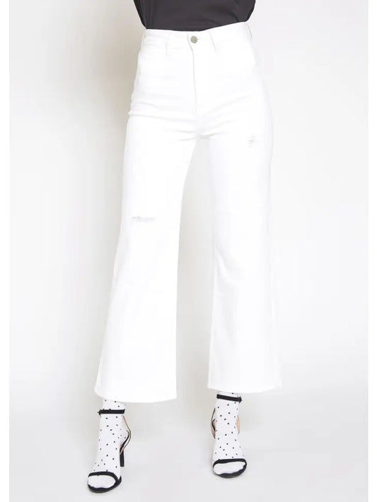 Queenie Wide Leg Cropped Jeans