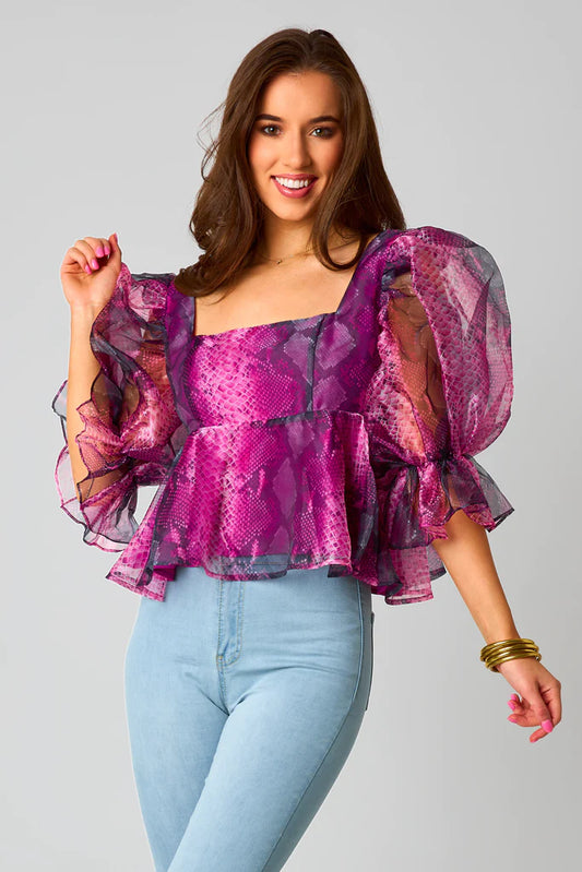 Pammie Puff Sleeve Peplum Top