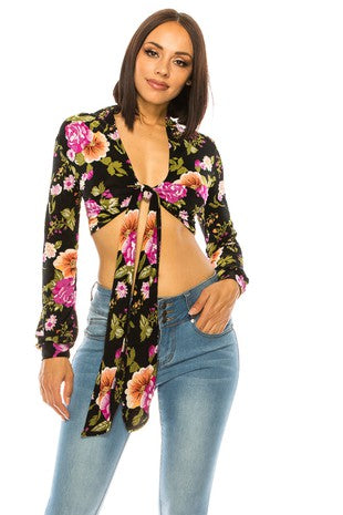 Floral Tie Front Crop