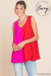 Color Block V Neck Sleeveless Top