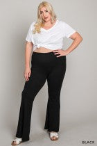 Elastic Waist Flare Long Pants