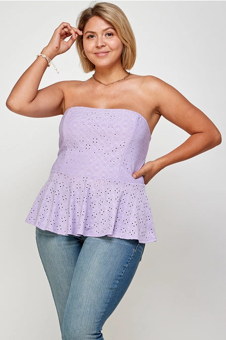 Bardot Eyelet Peplum Top